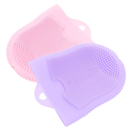 Sewroro Cepillo de Silicona para Limpieza 2 Piezas Suave y Masajeador Cepillo Limpiador Profundo para Piel Sensible Color Rosa y Morado Uso Diario