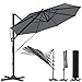 Produktbild KESSER® Sonnenschirm Ampelschirm SUN Rund XL Ø330 cm Inkl. Abdeckung + Windsicherung 7-Fach Verstellbar Drehbar Neigbar Kippbar Groß 360° Drehbar Gartenschirm mit Kurbel Sonnenschutz UV50+ Anthrazit