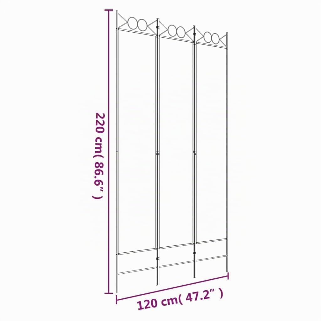 Paravent 3 Panneaux Blanc 120x220 cm Tissu Séparation de Pièce Design Pliable Cloison de Séparation de Chambre Espace Privé Ecran d'intimité Séparation de Bureau Bloquer Le Soleil