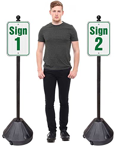 Rugged Blue PP2 Tip'n Roll Portable Sign Pole - Black 60" - 2 Pack | Next Generation of Portable Outdoor Signs Holders | Accepts Signs from 9"X12" to 24"X24" to 12"X36" | Includes EZ-GRIP Finial
