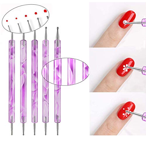 Nail Art Pinsel set, Jicyor2 Sätze Fashion Praktisch Profi Nailart Werkzeug Supplies Doppelseitiger Dotting Pen Acryl… – Bild 5
