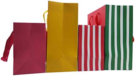 Amazon にじ 屋 クリスマス ギフトバッグ 紙袋 ラッピング 手提げ おしゃれでかわいい 花柄 贈り物 4個のセット ギフトバッグ 袋 文房具 オフィス用品