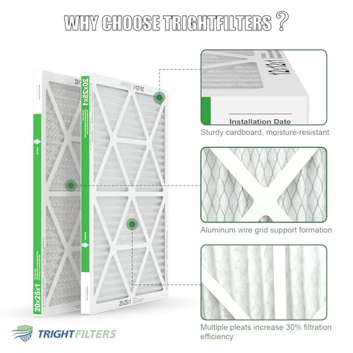 Image of TRIGHTFILTERS 20x25x1 Air Filter 4 Pack, MERV 8 Pleated HVAC Furnace Filter | Air Conditioner Filter Replacement Dust Defense Furnace AC Protection Durable Lightweight