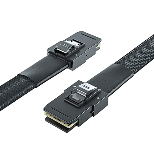 10Gtek SFF-8087 to SFF-8087 6G Internal Mini SAS Cable for Server Backplane/RAID Card, Hot-Swap Ready with SATA Compatibility, 100-Ohm, 0.5-m(1.6ft)