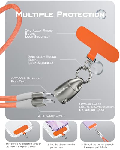 Image of Phone Lanyard Charging Cable, Type-C to USB-C 120cm 240W Fast Quick Charge Crossbody USB-C Strap 480Mbps Data Sync Anti Theft Purple Shoulder USB2.0 OTG Cord