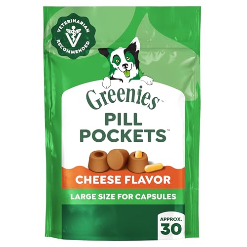 Image of Greenies Pill Pockets for Dogs Large Size, Dog Treat Pouch for Capsule Medication, Cheese Flavor, 7.9 oz. Pouch