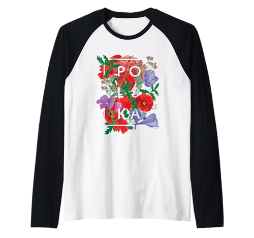 Flores de Polonia Word Art - Polska Polonia Pride Camiseta Manga Raglan