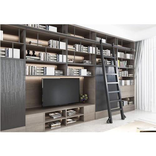 Kit de porte de grange coulissante noire pour échelle de bibliothèque