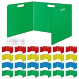 TAZZOR 24 Stück Faltbare Trennwand Schreibtisch mit 72 Stück Namensschilder Tragbare 4 Farben Sichtschutz Study Table Wasserdichte Trennwände Desks für Schule Büro Bibliothek, 40×30×30cm