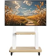 Mobile TV Cart for 32-75 Inch Flat/Curved LED/LCD/OLED TVs, Height Adjustable Rolling TV Stand wi...