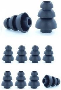 Earphones Plus Black, Small Brand, Triple Flange Replacement Ear Tips, Earbuds for in-Ear Earphones. See Fit Information in Details Below