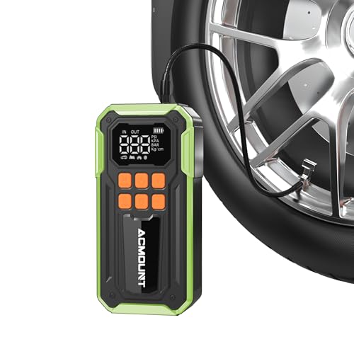 Acmount C30 Tire Inflator Portable Air Compressor - 160PSI 30L/min Airflow Cordless Air Pump, 10000mAh Power Battery for Charge, Digital Pressure Gauge Tire Detection, LED Light for Car/Bike/Camping