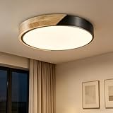Modern Flush Mount Ceiling Light, Wood Ceiling Light Fixture, Warm White 3000K Not Dimmable...