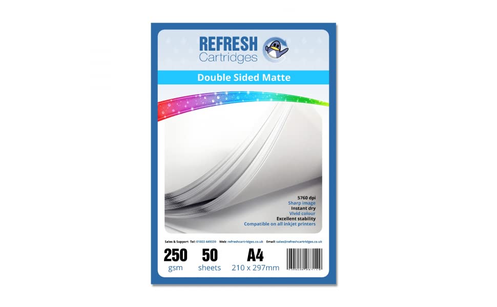 Refresh CartridgesDuo Matte/Double Sided A4 Professional Inkjet Photo Paper 250gsm - 50 Sheets