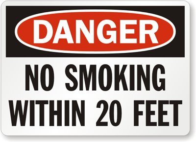 Danger : No Smoking étiquette vinyle résistante de 17,8x25,4 cm