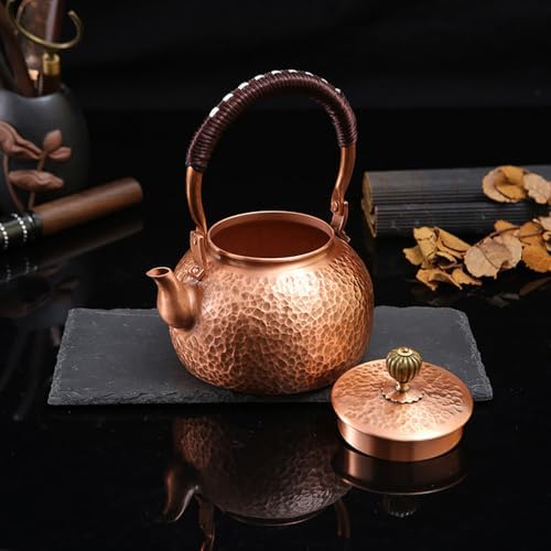 Handmade Hammered Copper Tea Kettle 600ml for Stovetop, Violet Kung Fu Teapot, Perfect Coffee & Tea Pot for Home & Restaurant Use, Elegant Water Kettle