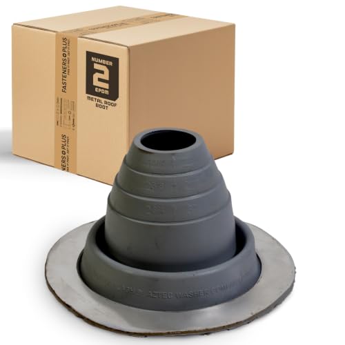Image of Fasteners Plus #2 Round EPDM Metal Roof Pipe Flashing Boot (Fits 1-3 /4 inch - 3 inch Pipe OD), Dark Gray