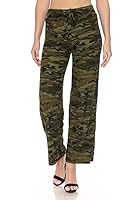Leggings Depot Women's Casual Long Pajama Lounge Pants Drawstring Sleepwear Regular & Plus Size, Camouflage Army, X-Large