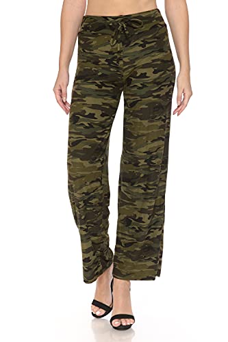 Image of Leggings Depot Women's Wide Leg Drawstring Pajama Pants for Lounge, Sleep | Soft, Breathable Poly-Span, Drawstring Waist, Comfy, Casual, Yoga, Everyday