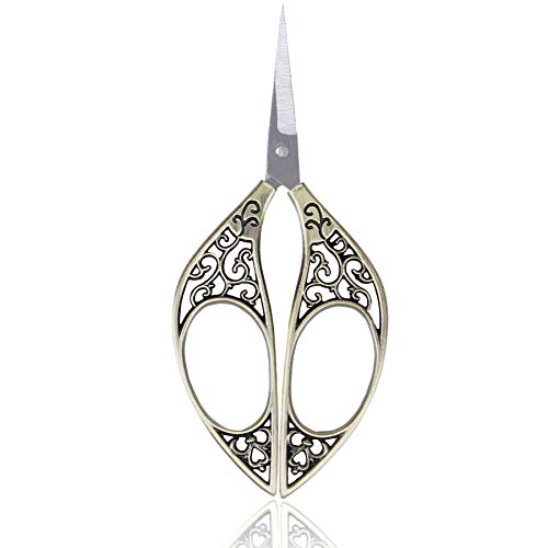 BIHRTC Scissors Little Scissors Sharp Stainless Steel Embroidery Scissors 4.4 Inch Small Sewing Scissors Shears for Thread Needlepoint Household Crafting Office Art Work Bronze Scissors