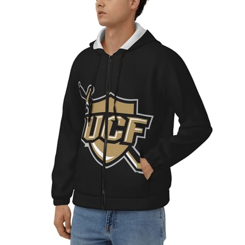 Ucf Men Hoodie Zip Up Hoodies Hooded Zippered Cardigan Long Sleeve Sweatshirt Pullover