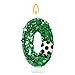Birthday Number Candles,Green Soccer Birthday Candles for Cake,Glitter Number 0 Candle Cake Topper with Sequins for Anniversary Celebrations Supplies (Number 0)