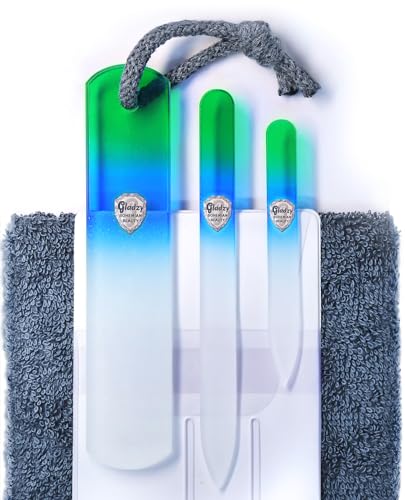 Glazen nagelvijlset - eeltverwijderaar voetrasp, dubbelzijdig geëtst verschillend grit oppervlak, manicure en pedicure, professionele nagelverzorging, echte Tsjechische kwaliteit door Gladzy