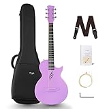 Enya Nova Go Carbon Fiber Travel Acoustic Guitar | 1/2 Size Lightweight Moisture-Proof Guitara | Adult & Beginner Portable Guitar with Gig Bag & Accessories (Purple)
