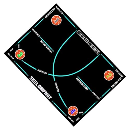Basketball-Trainingsmatte – Fußarbeits-Übungsunterlage, Sporttrainingsgerät, Beweglichkeitsübungsmatte | Rutschfeste Tritt-Trainingsmatte für Kinder, Erwachsene, Spieler, Sportler, Schule, Teams,