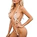 Womens Extreme Micro Swimsuit Sling Shot Bodysuit Mesh Monokini Halter One Piece Swimwear Thong Bathing Suit Bikini (US, Alpha, One Size, Regular, Regular, White)