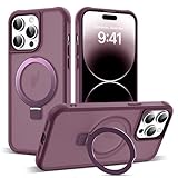 SKYLMW Compatible with iPhone 14 Pro Case with Invisible Magnetic O-Ring Stand Military-Grade Translucent Case for iPhone 14 Pro 6.1