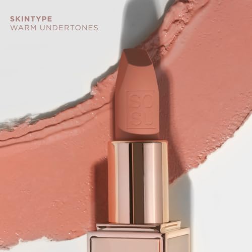 SOSU Cosmetics Satin Lipstick Crème Brülée, Long-Lasting Moisturising Lipstick in Nude Rose with Satin Finish - Image 3