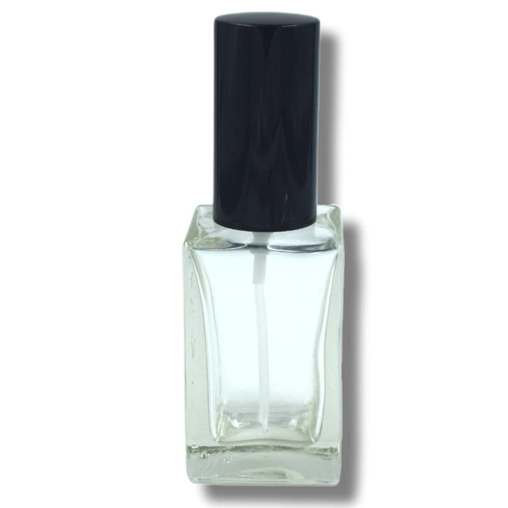 hunky dory 30ml empty clear glass bottle with black high profile spray pump and black cap for for diy perfume, essential oils, rose water, travel use(pack of 1)