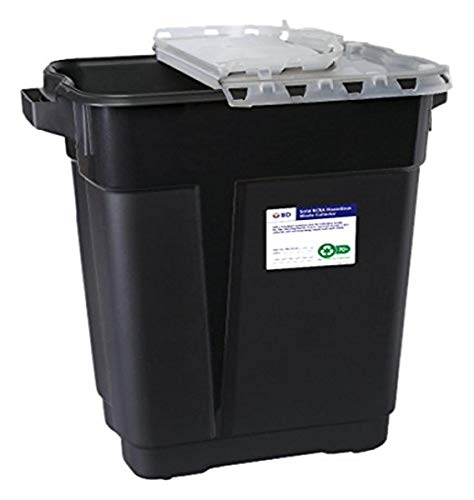 BD Medical Systems 305069 Black RCRA Hazardous Waste Collector with Slide Top, 9 gal Capacity, 18.75