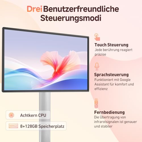 JAV Smart Board 55 Zoll Interaktive Whiteboard Ständer Ein Satz Drehbares Display Android 14 Google EDLA Zertifiziert 8+128GB für Live Streaming Büro Klassenzimmer