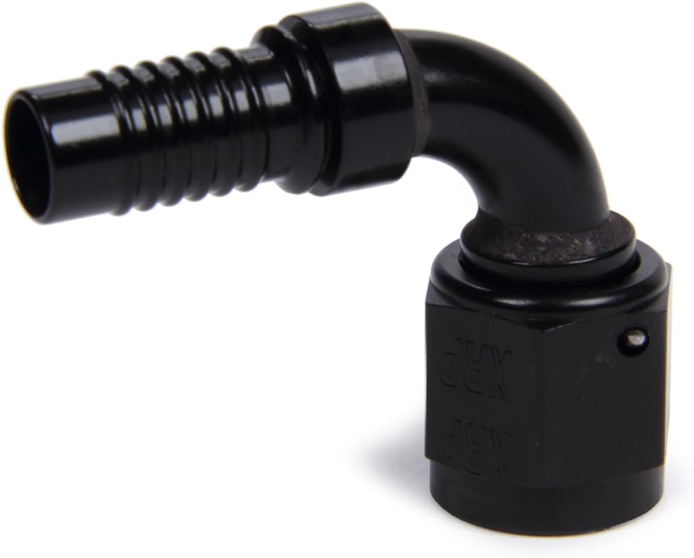 Fitting | 6 90-Deg HS-79 Hose End - HS-79 90 Degree Adapter | 6 AN Crimp to 6 AN Female | Aluminum Black Anodized | Each