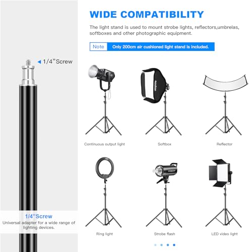 soonpho tripode 2m, trípode de Foco led, trípode para luz con Adaptador para Estudio, Soporte para softbox tripode Flash - imagen 2