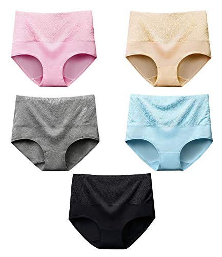 SEXYWG Femmes sous-vêtements en Coton Culottes et Slips Elasticité Boxer Maintien Culotte à Pleine Couverture Lot de 5, Multicolore, M