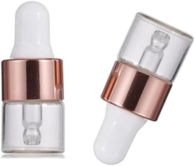 Glass Eye Dropper Bottles Clear, 2pcs 1ml glass dropper bottle, Empty Bottle with Droppers (1ml)