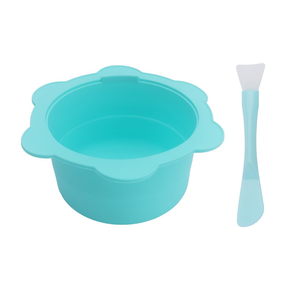 Replacement Pot Set for Wax Warmer Removable Silicone Waxing Facial Mask Mixing Bowl and Non-stick Spatulas Home Hair Removal Sticks Reusable Wax Heater Machine Accessory Green