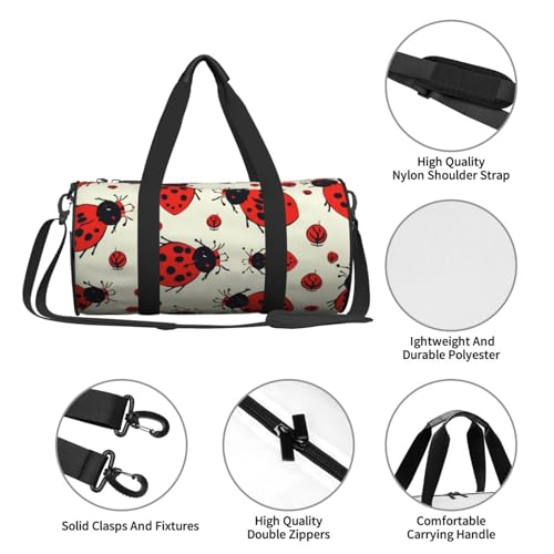 Travel Duffel Bag Lightweight Carry On Weekender Overnight Bags Red Ladybug Sports Tote Gym Backpack with Adjustable Strap Hospital Bags Foldable Luggage Bag for Women Men4