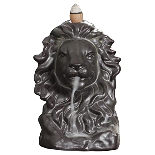 HOMSFOU De Reflujo Cabezas De Aroma Decoraciones Figurita Antiguo Hogar Quemador León Titular Oficina Casa Cerámica Incienso Té Cover