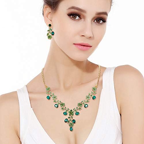 EVER FAITH Bridal Jewelry Sets for Wedding Rhinestone Crystal Flower Leaf Costume Pendant Necklace Earrings Set for Women - Image 4