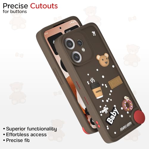 Image of Outlouders Back Cover for CMF by Nothing Phone 2 Pro 5G | 3D Cartoon Bear Cute Fun Silicone Full Body Protection Bumper Case (Brown)