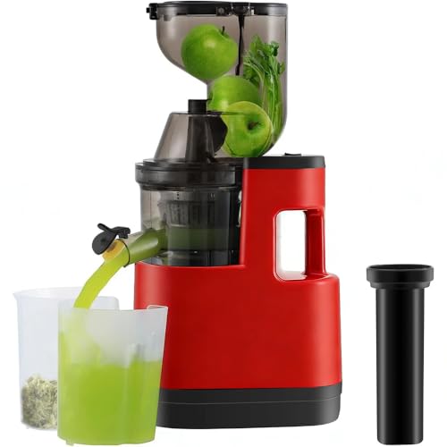 Ccarzzi Juicer 500W Cold Press Juicer Machines with 83MM Wide Chute for Whole Fruit and Vegetable, Slow Masticating Juicer High Juice Yield (Red)