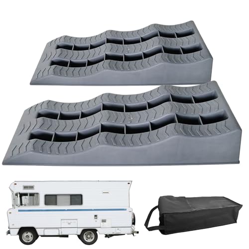 Trailer Leveling Kit - Heavy Duty campe Ramp Pair, Non-Slip Wheel Chocks, durabl Stabilization Accessory, Multifunction Travel Equipment, Reliable surfac Balance System, Outdoor Motorhome Caravan U