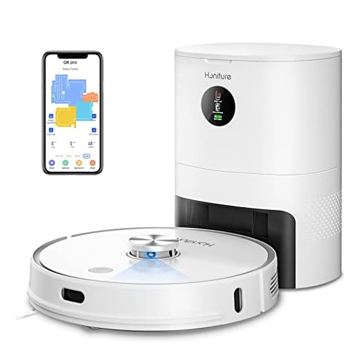 HONITURE Robot Aspirateur Laveur avec Station de Vidange Automatique, Q6 Pro Aspirateur Robot Laser 3500pa, WiFi/APP/Alexa Contrôle, Cartographie 5-étages, Idéal pour Poils d'animaux, Tapis, Sols
