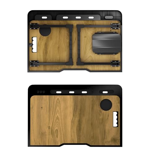 Image of Cubiker Engineered Wood Multipurpose Foldable Laptop Table with Cup Holder | Table Home Study Writing Table, Foldable and Portable /Ergonomic Edges (Wooden, 60[L] X 40[W] X 24[H] cm)