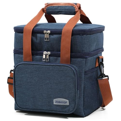 ZOBAYOP Inslulated Lunch Bag Box for Adults Men Women Resuable Large for Working Camping Travel Picnic Blue