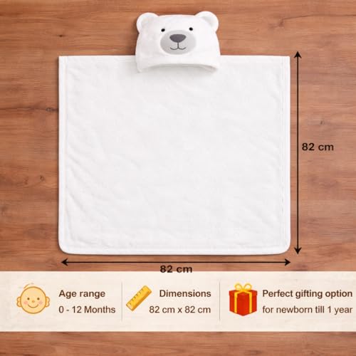 Image of First Kick New Born Baby Blanket Pack of Super Soft Bathrobe Wrapper Bath Towel for Boys, Girls, Babies (White Dog, Length 82 cm x Width 82 cm, 0-12 Months)